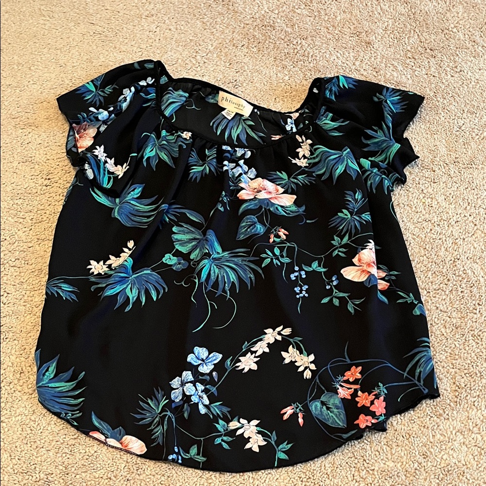 Floral Black Top